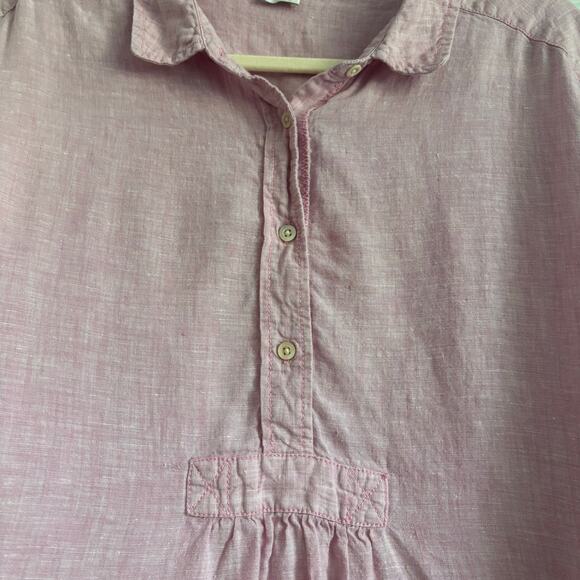 Poetry Women’s 100% Linen Light Pink Pullover Long Sleeve Top Beachy Sz 16 - Picture 8 of 15